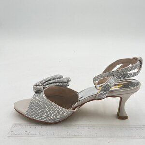 FYS Women Cute Rhinestones Bow Peep Toe Low Kitten Heel Ankle Strap Sandals Sati